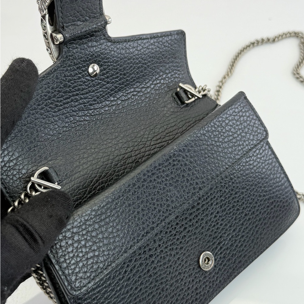 Authentic Gucci Dionysus Super Mini Black Leather Chain Bag - Picture 9 of 12